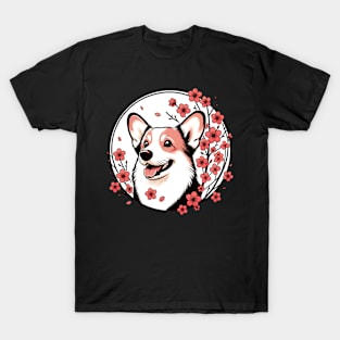 Cardigan Welsh Corgi Celebrates Spring with Cherry Blossoms T-Shirt